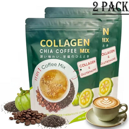 10/20 Pcs Sugar-Free 11-In-1 Instant Coffee Powder Sachets - 12G Collagen, Chia Seeds & Goji Berry Blend Beverage, Smooth Rich Coffee Fitgum Dietary Supplement for Fitness & Healthcare