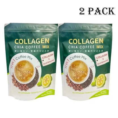 10/20 Pcs Sugar-Free 11-In-1 Instant Coffee Powder Sachets - 12G Collagen, Chia Seeds & Goji Berry Blend Beverage, Smooth Rich Coffee Fitgum Dietary Supplement for Fitness & Healthcare
